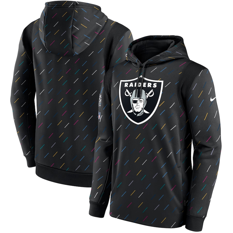 Men's Las Vegas Raiders 2021 Charcoal Crucial Catch Therma Pullover Hoodie